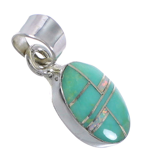 Silver Turquoise And Opal Pendant YX75969